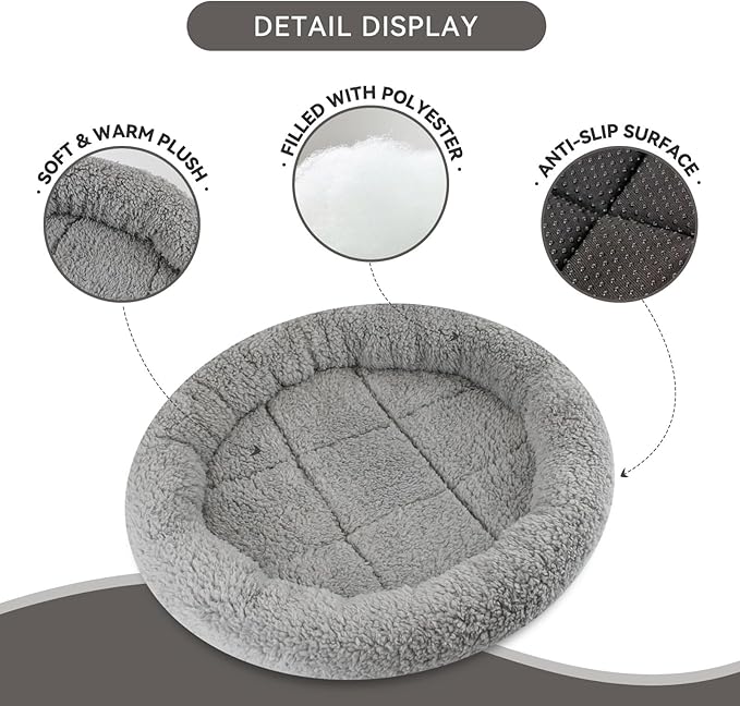 Enjoying Small Cat Bed Mat, 11.81" Round, Self Warming Cat Mat with Pillow Around, Dog Kitty Curling Sleep Cushion, Soft Kitten Pad for Carrier/Crate, Rabbit Warm Bed, Antiskid Bottom, Small