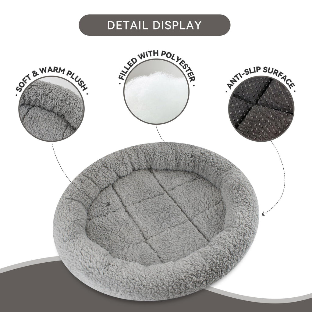 Enjoying Small Cat Bed Mat, 11.81" Round, Self Warming Cat Mat with Pillow Around, Dog Kitty Curling Sleep Cushion, Soft Kitten Pad for Carrier/Crate, Rabbit Warm Bed, Antiskid Bottom, Small