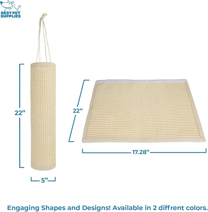 Best Pet Supplies Catify Cat Scratcher, Fun Interactive Scratchers, Posts, Poles, Claw Safe, Furniture Saver Indoor Play Support Natural Cat Behaviors Heavy Duty - Log (Cream)