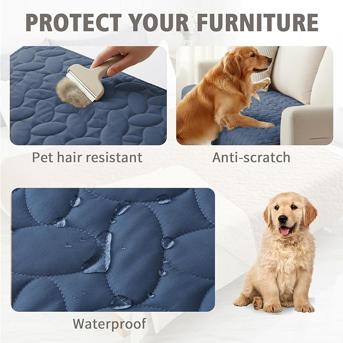 Ameritex Waterproof Pet Bed Cover Anti-Slip Dog Bed Blanket for Sofa and Furniture Waterproof New Pattern Design (Navyblue, 30x90 Inch (Pack of 1))