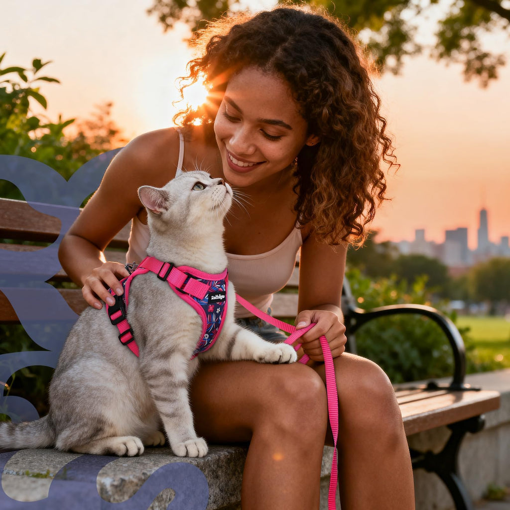 rabbitgoo Cat Harness and Leash Set, Escape Proof Vest, Coconut Fuchsia
