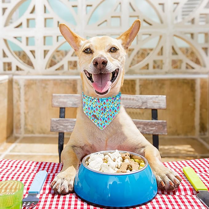 Summer Dog Bandana, Hawaii Bandana for Small Medium Dog, Cute Blue Puppy Bandana, Cotton Adorable Pet Triangle Bid Scarf Kerchief for Girl Boy Dogs or Cats