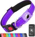 Erbine AirTag Dog Collar with AirTag Holder Compatible for Air Tag, Reflective Soft Padded, Safety Locking Buckle, Adjustable Nylon for Small Medium Large Dogs (Purple,XL)