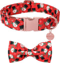 Christmas Dog Collar with Bow Tie, Christmas Collar for Puppy Girl Boy Dog or Cat, Bowtie Dogs Collars with Durable Metal Buckle, Cute Pet Collars, L
