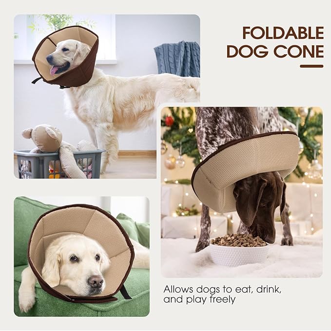 Dog Cone for Large Dogs After Surgery, Adjustable Soft Recovery Cone Collar for Dogs to Stop Licking, Professional Elizabethan Collar for Pet, Recovery Cones for Wound Healing & Hot Spots
