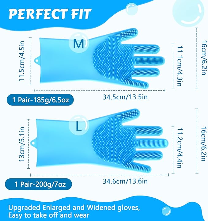 Pecute Silicone Pet Grooming Gloves for Washing Cats Dogs Bath Brush Large