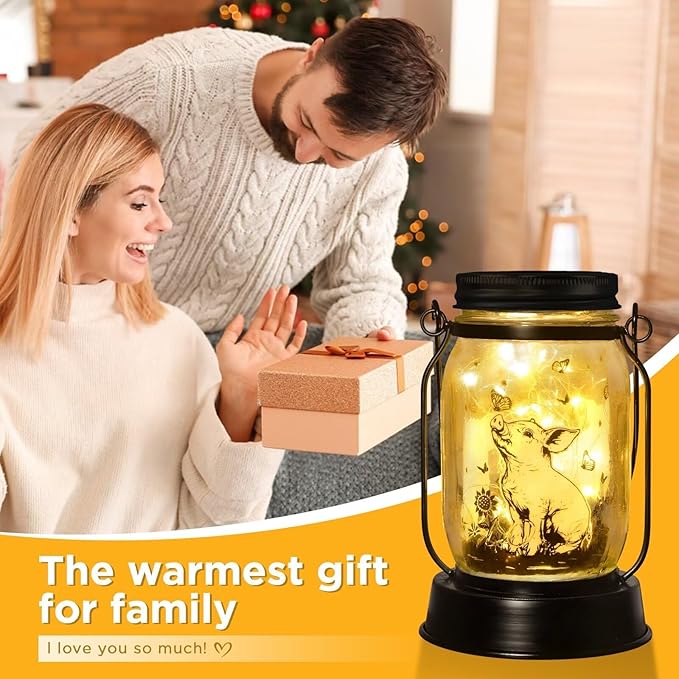 kyoryuger Pig Gifts for Women/Men/Kids Pig Lovers Animal Solar Lantern, Piglet Animal, Solar Garden Decoration, Night Light Room Decor Farm Piglet Present Yard, Patio,Backyard,Porch, Torches