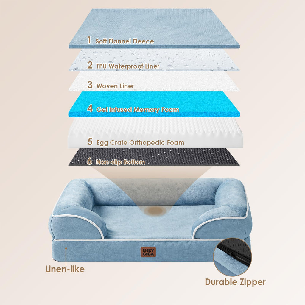 EHEYCIGA Orthopedic Dog Bed Medium Size Dog, Waterproof Washable Pet Beds
