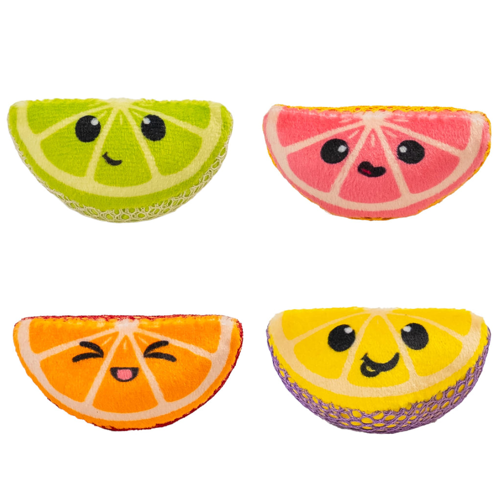 Catstages Dental Fruit Wedges Chew Cat Toys with Catnip, 5.3", 4-Pack