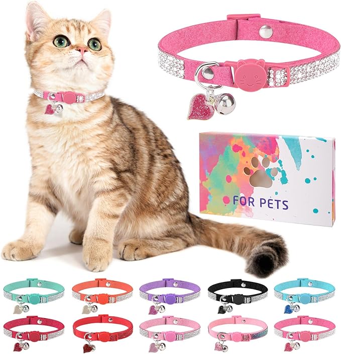 DILLYBUD Rhinestone Cat Collar Breakaway, Bling Sparkly Diamond