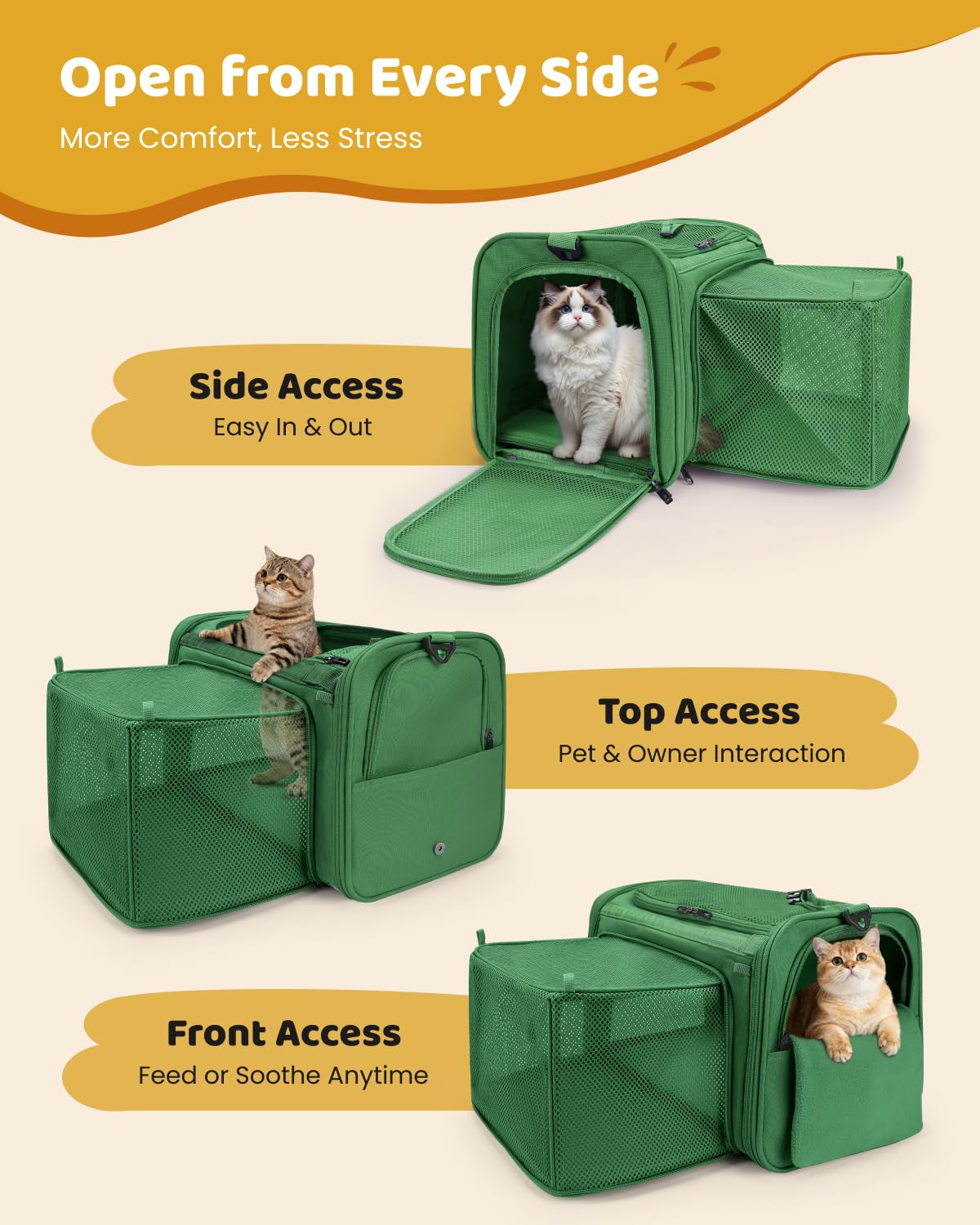 MIDOG Cat Carrier Soft for Small-Medium Cats Up to 15lbs, Airline Approved