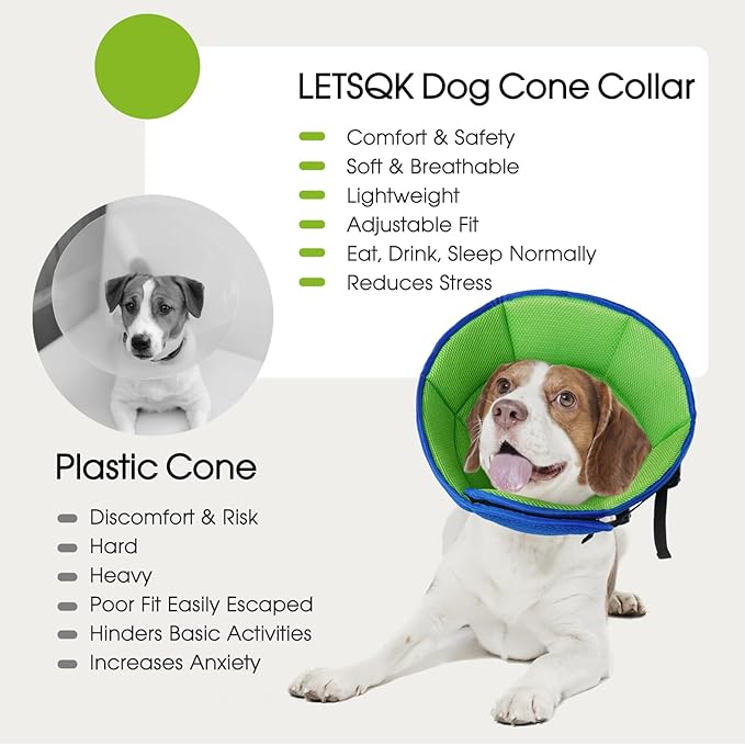 Dog Cone for Large Dogs After Surgery, Adjustable Soft Recovery Cone Collar for Dogs to Stop Licking, Professional Elizabethan Collar for Pet, Recovery Cones for Wound Healing & Hot Spots