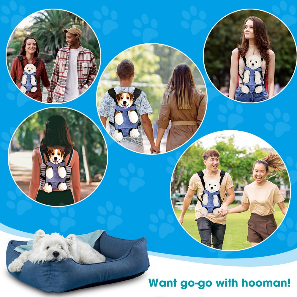 Mosago Dog Backpack Carrier, Front Chest Carrier for Small Dogs, Blue, XL