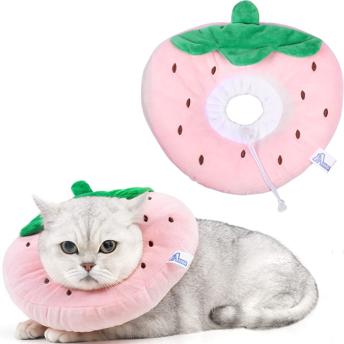 ANWA Adjustable Cat Cone Collar Soft, Cute Cat Donut Collar After Surgery