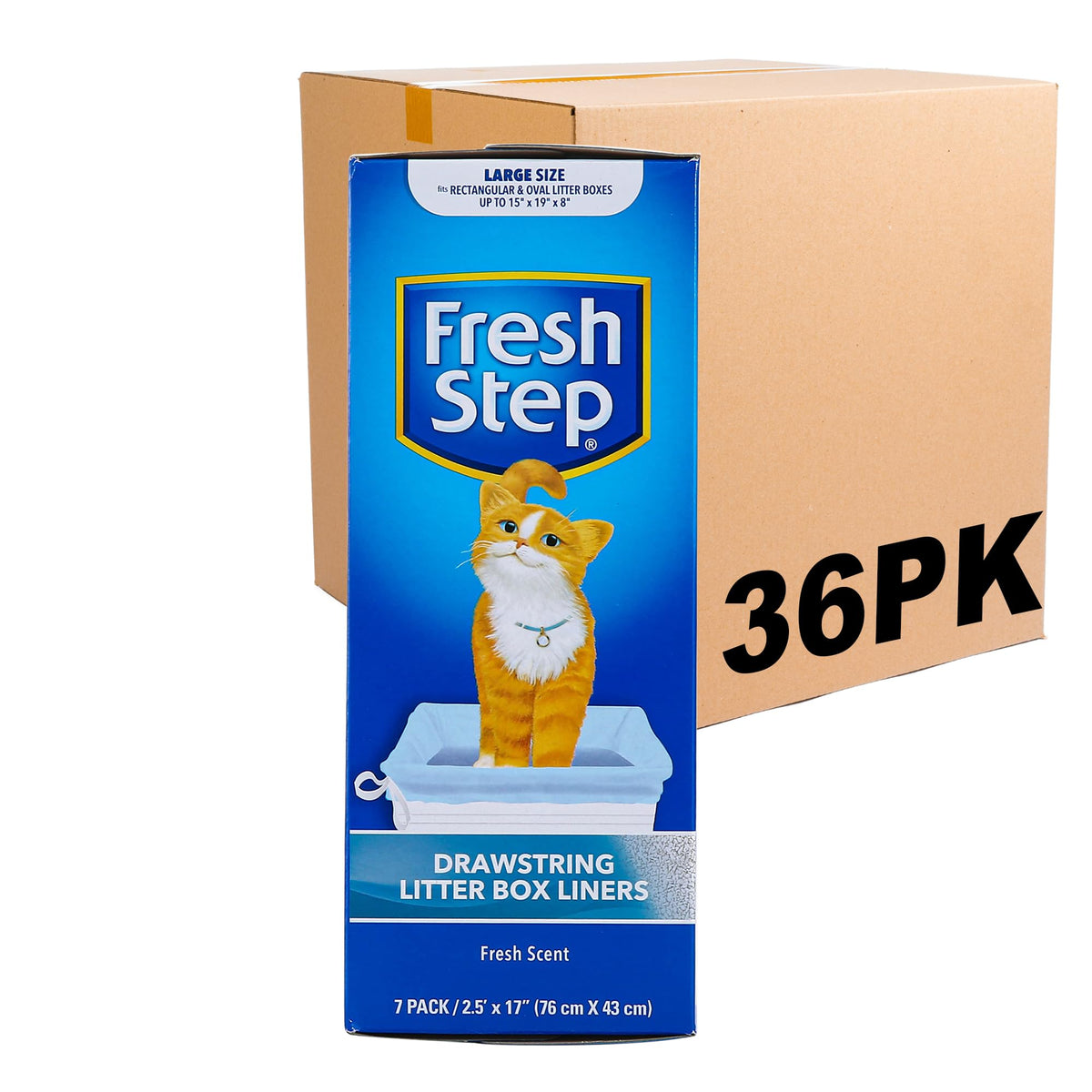 Fresh Step Drawstring Cat Litter Box Liners, Scented, 2.5 ft x 17 in, 7 Ct
