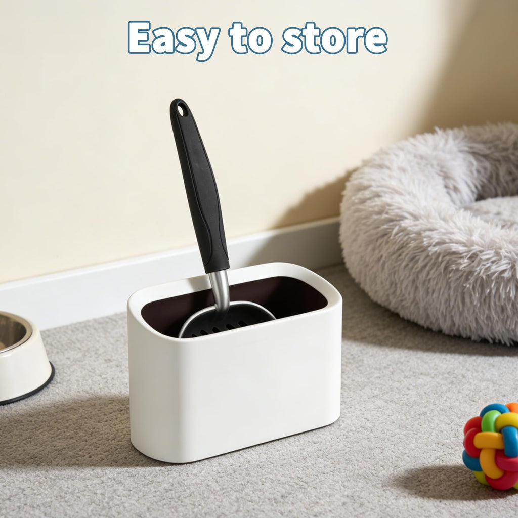 Midollarle Metal Cat Litter Scoop with Holder, Detachable Caddy Set, White