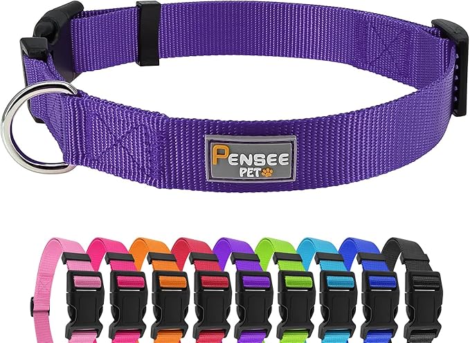 PenSeepet Basic Dog Collar, Adjustable Nylon for Medium Dogs