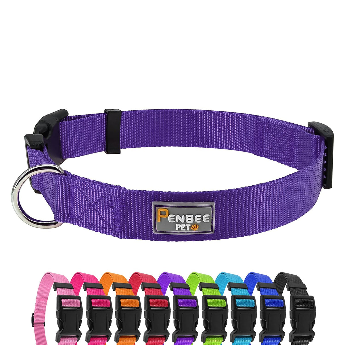 PenSeepet Basic Dog Collar, Adjustable Nylon for Medium Dogs, Green