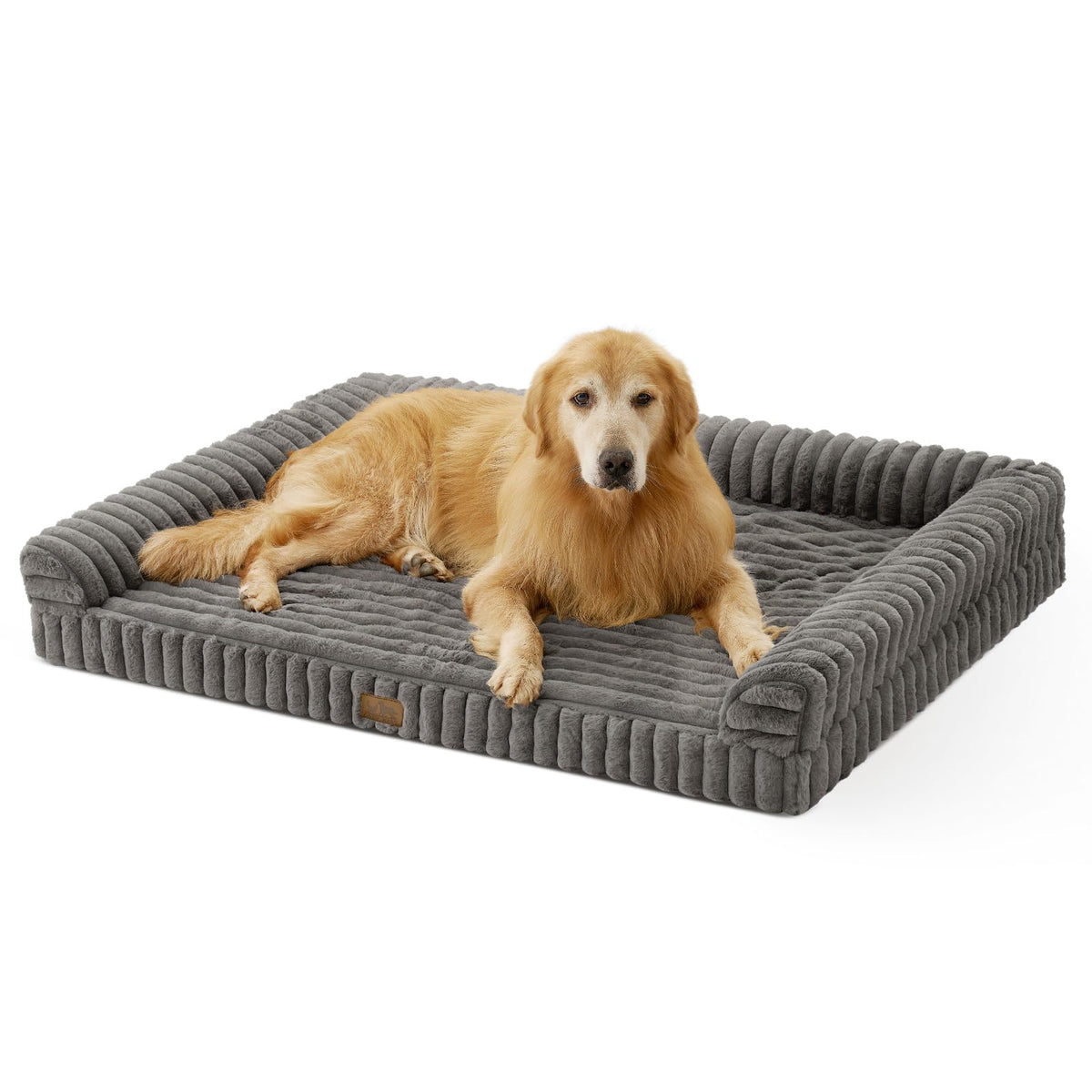 COZY KISS Faux Rabbit Fur Dog Bed, Extra Large, Tie-Dye Brown