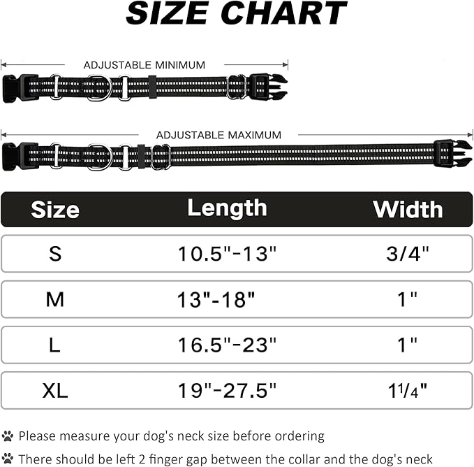 JOYEEIIOO Martingale Dog Collar, Adjustable Nylon Reflective Collar with Quick Release Buckle, No Pull Dog Training Collars for Small Medium Large Dogs (Black, Extra Large)