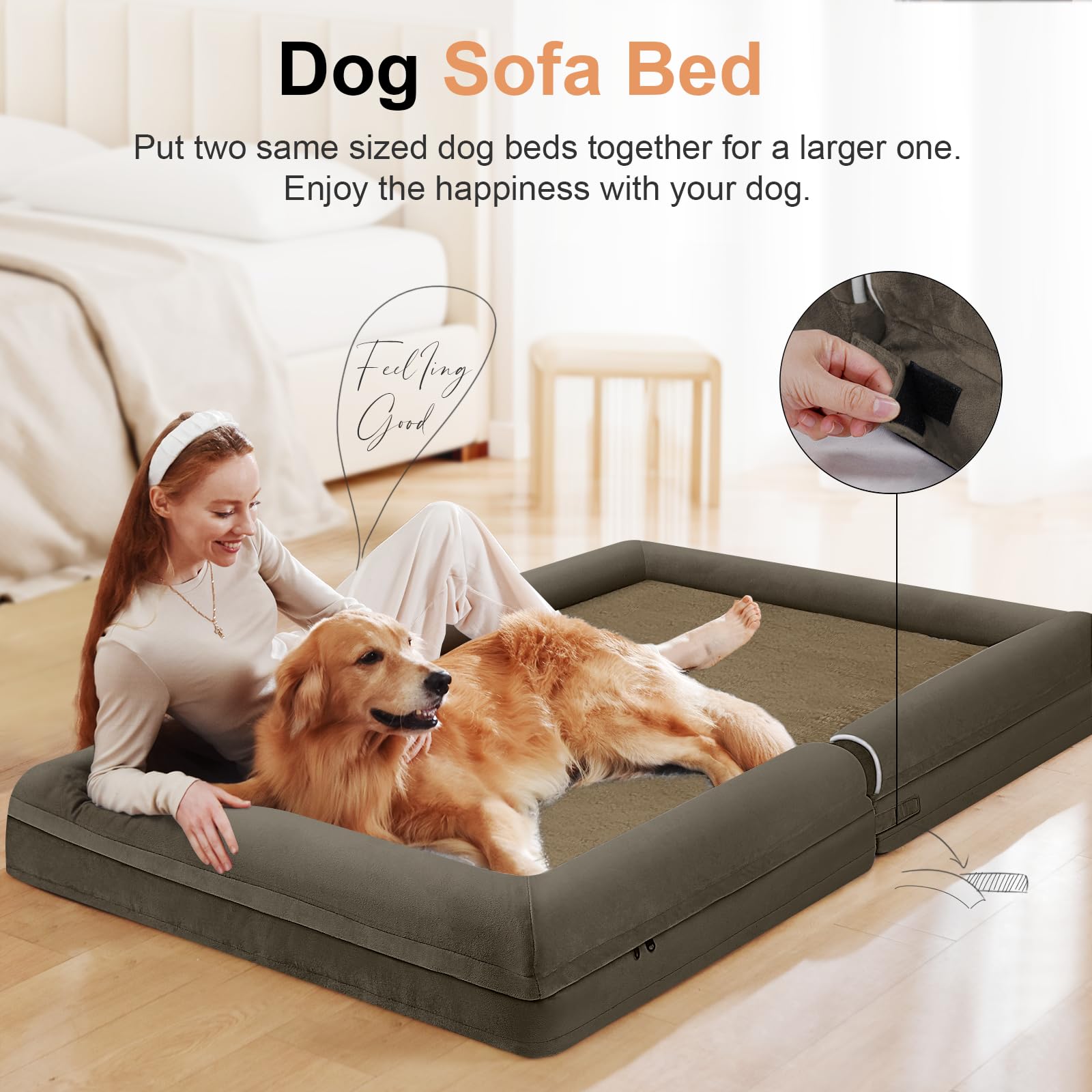 NANUYA Orthopedic Dog Bed for Jumbo Dogs, 53 x 42 Inch, Brown