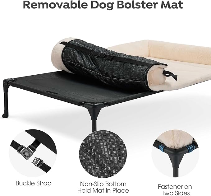 Veehoo Elevated Dog Beds Medium Sized Dog with Fluffy Plush Bolster Cushion
