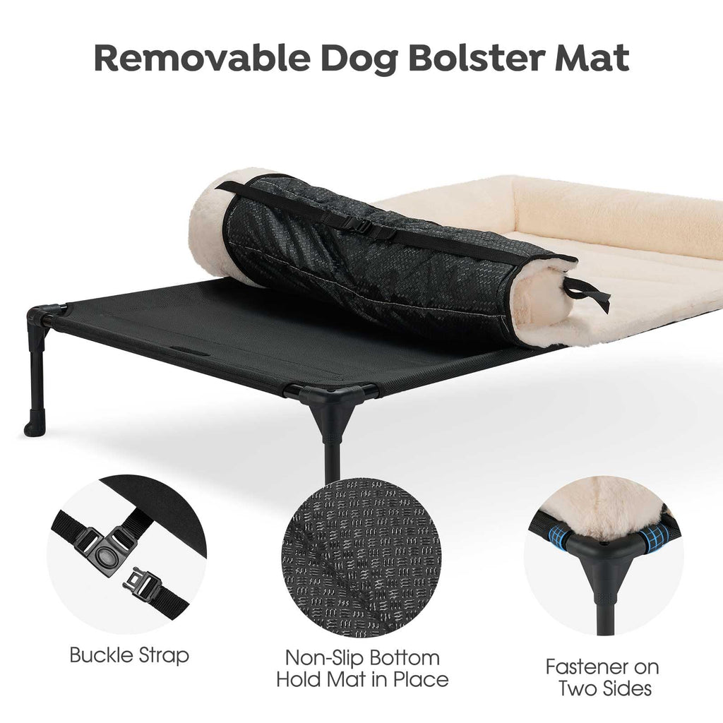 Veehoo Elevated Dog Beds Medium Sized Dog with Fluffy Plush Bolster Cushion