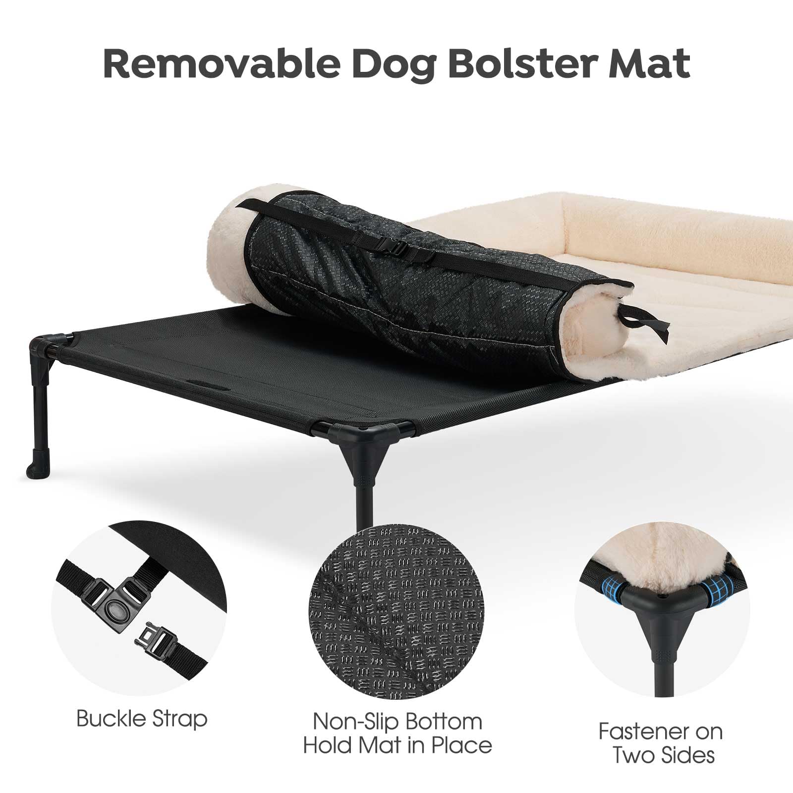 Veehoo Elevated Dog Beds Medium Sized Dog with Fluffy Plush Bolster Cushion