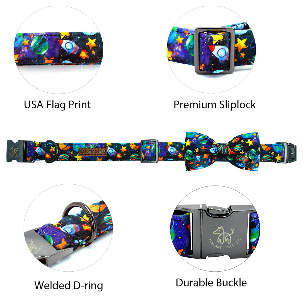 Elegant little tail Dog Collar, Boy Pet Collrs Blue Durable Soft Bowtie Dog Collar Adjustable Dog Collars for Small Medium Large Dogs