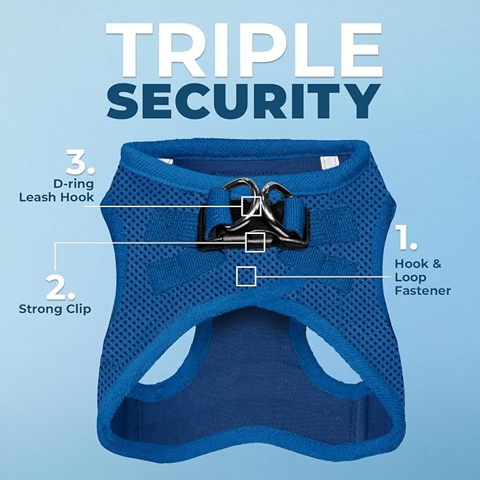 Best Pet Supplies Voyager Step-in Air Harness - All Weather Mesh, Reflective, No Pull Harness for Dogs, Cats - Secure with Hook & Loop Fastener, Buckle, Double D-Rings - Royal Blue, M