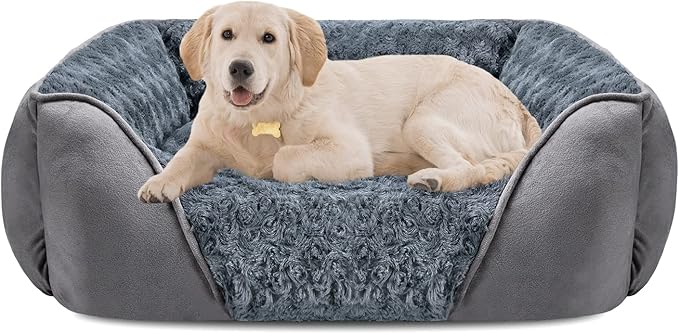 INVENHO Small Dog Bed Rectangle Washable Orthopedic Soft Calming Sleeping Durable Pet Cuddler with Anti-Slip Bottom