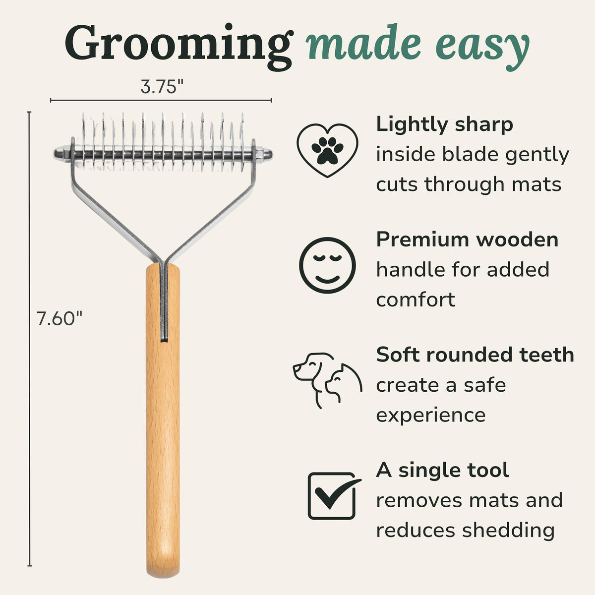 Dematting Comb for Cats and Dogs - Deshedding Undercoat Rake - Mat Remover