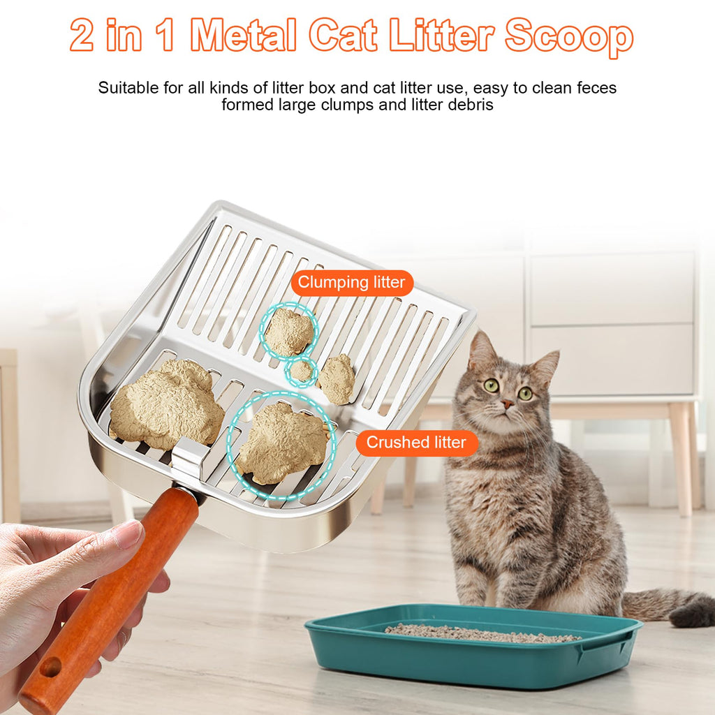 NomadSphere Stainless Steel Cat Litter Scoop with Holder, Fast Sifting