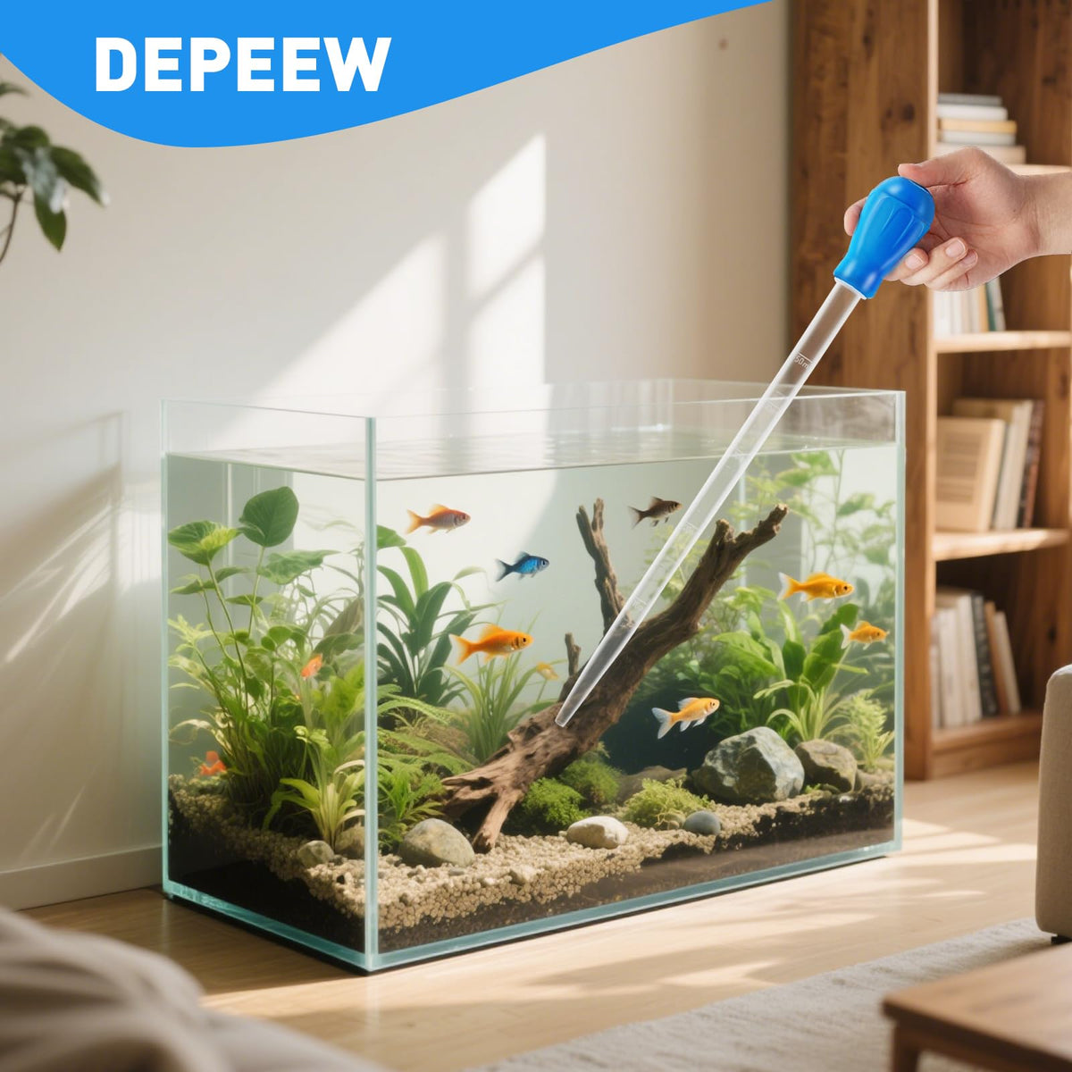 Depeew 27.7IN Extra Long Turkey Baster for Aquarium, Blue, 50ml