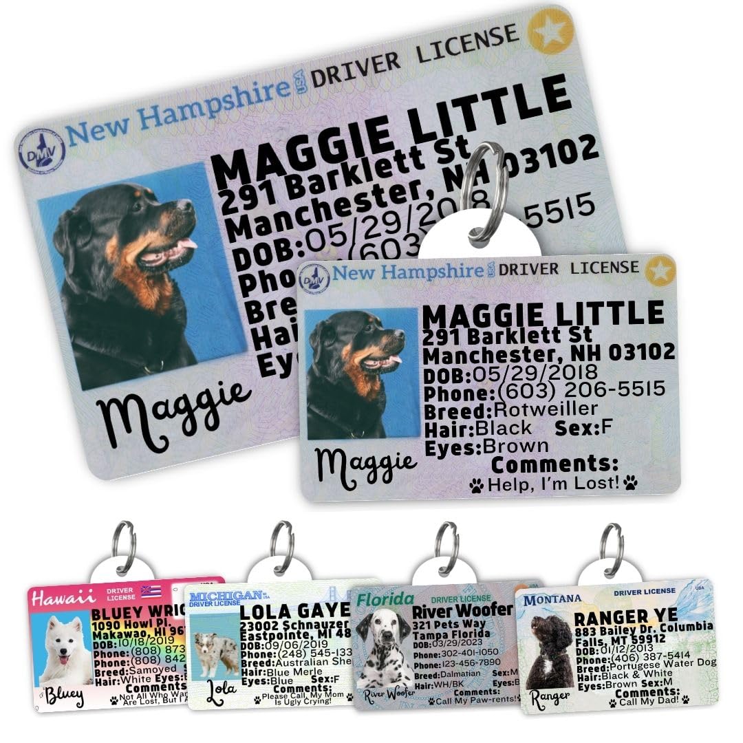 Dog Tags Personalized, Dog ID License Tag for Pets (Arizona, Wallet Card)