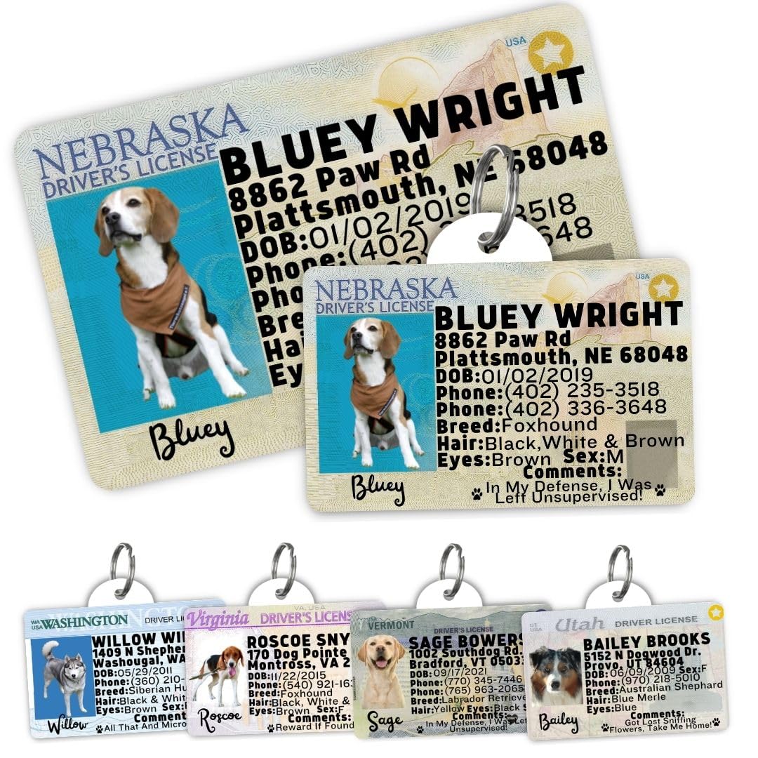 Dog Tags Personalized, Dog ID License Tag for Pets (Arizona, Wallet Card)