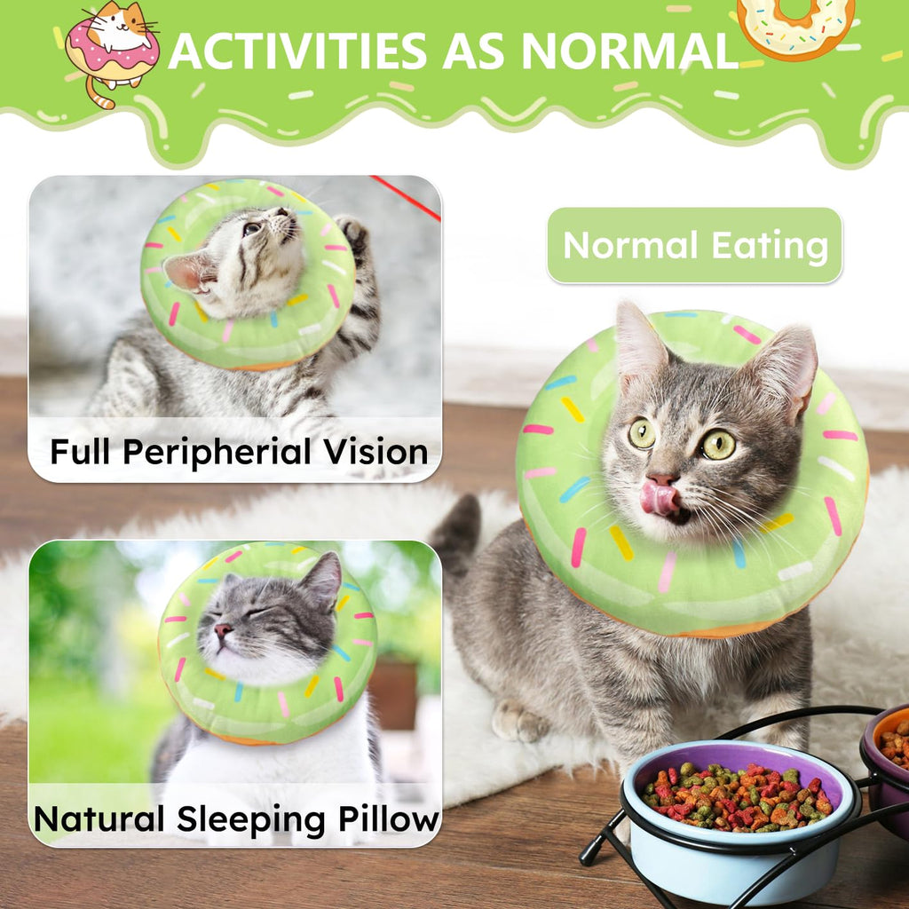 Hpetppy Cat Cone Collar Soft, Cat Recovery Collar for Wound Healing Cute Donut Adjustable Kitten Cones to Stop Licking Comfortable Lightweight Neck Elizabethan Collars for Kittens After Surgery