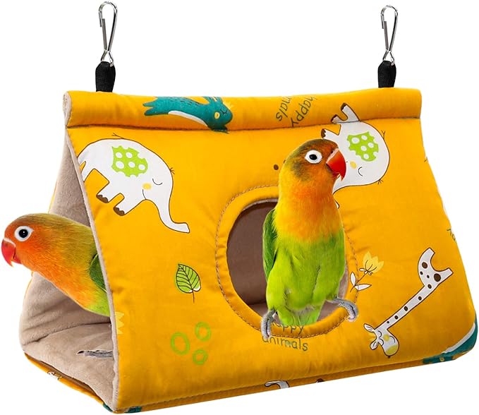 Rypet Bird Bed for Cage Warm Bird Hammock Nest Parrot Mustard Yellow