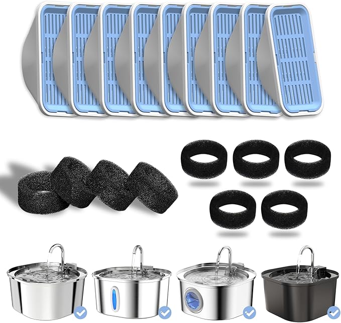 PEKTACO Cat Water Fountain Replacement Filters for 3.2L/108oz