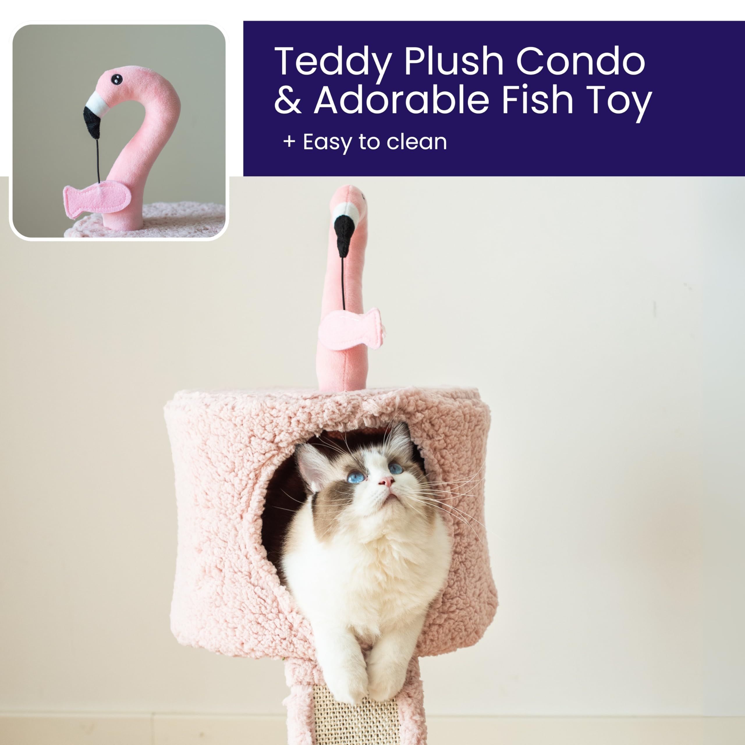 Catry 2-Level Small Cat Tree with Condo, Sisal Scratching Ramp & Post