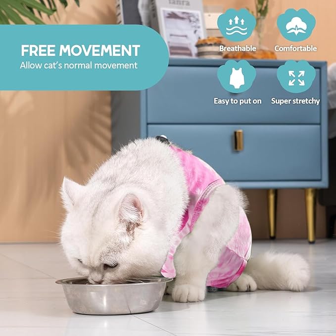 Avont Cat Recovery Suit - Kitten Onesie for Cats After Surgery