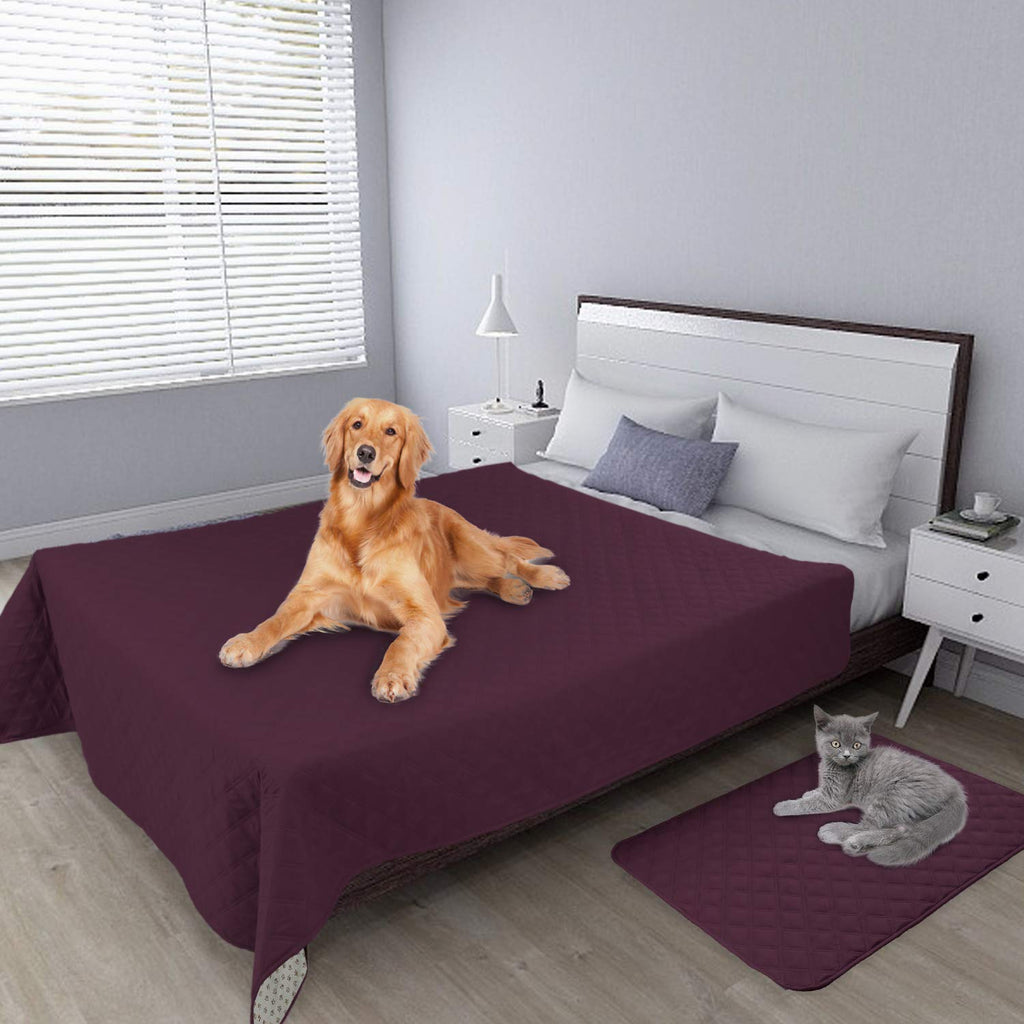 Easy-Going Waterproof Dog Bed Cover, Non-Slip Pet Blanket, 86x82in, Wine