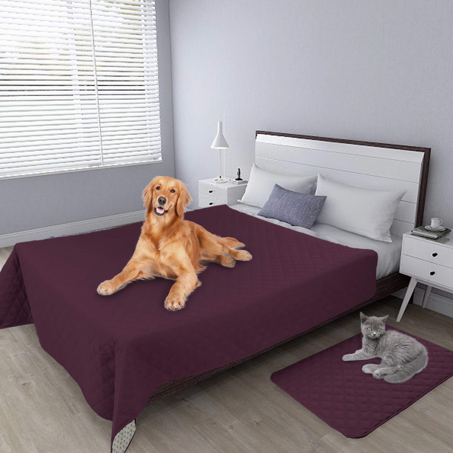 Easy-Going Waterproof Dog Bed Cover, Non-Slip Pet Blanket, 86x82in, Wine