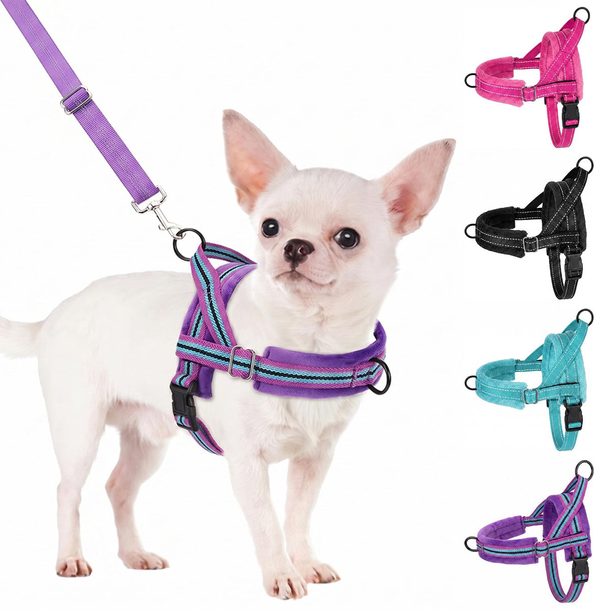 SlowTon No Pull Small Dog Harness and Leash Set with Front Clip