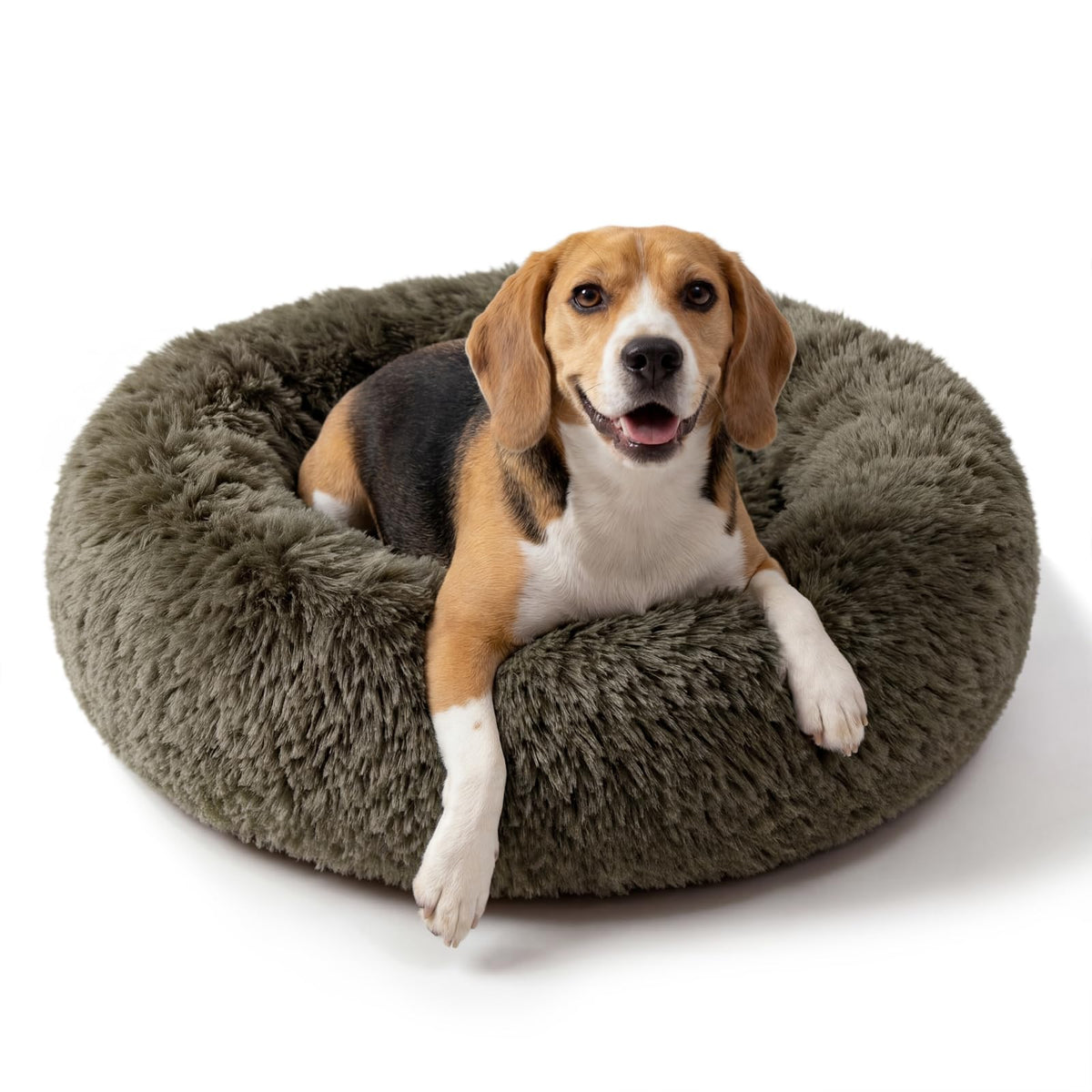 nononfish Round Calming Dog Bed,Plush Donut Pet Bed for Small Dogs