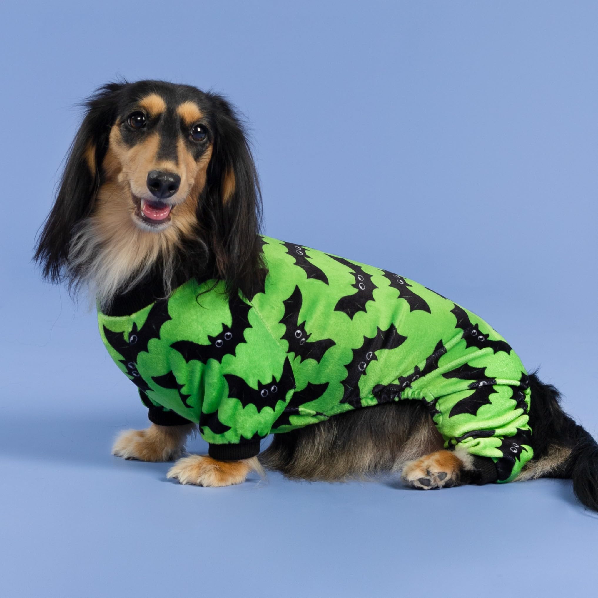 Fitwarm Halloween Bat Dog Pajamas, Funny Costumes for Small Dogs Boy Girl, Pet Outfit, Lime Green, Black, XXL