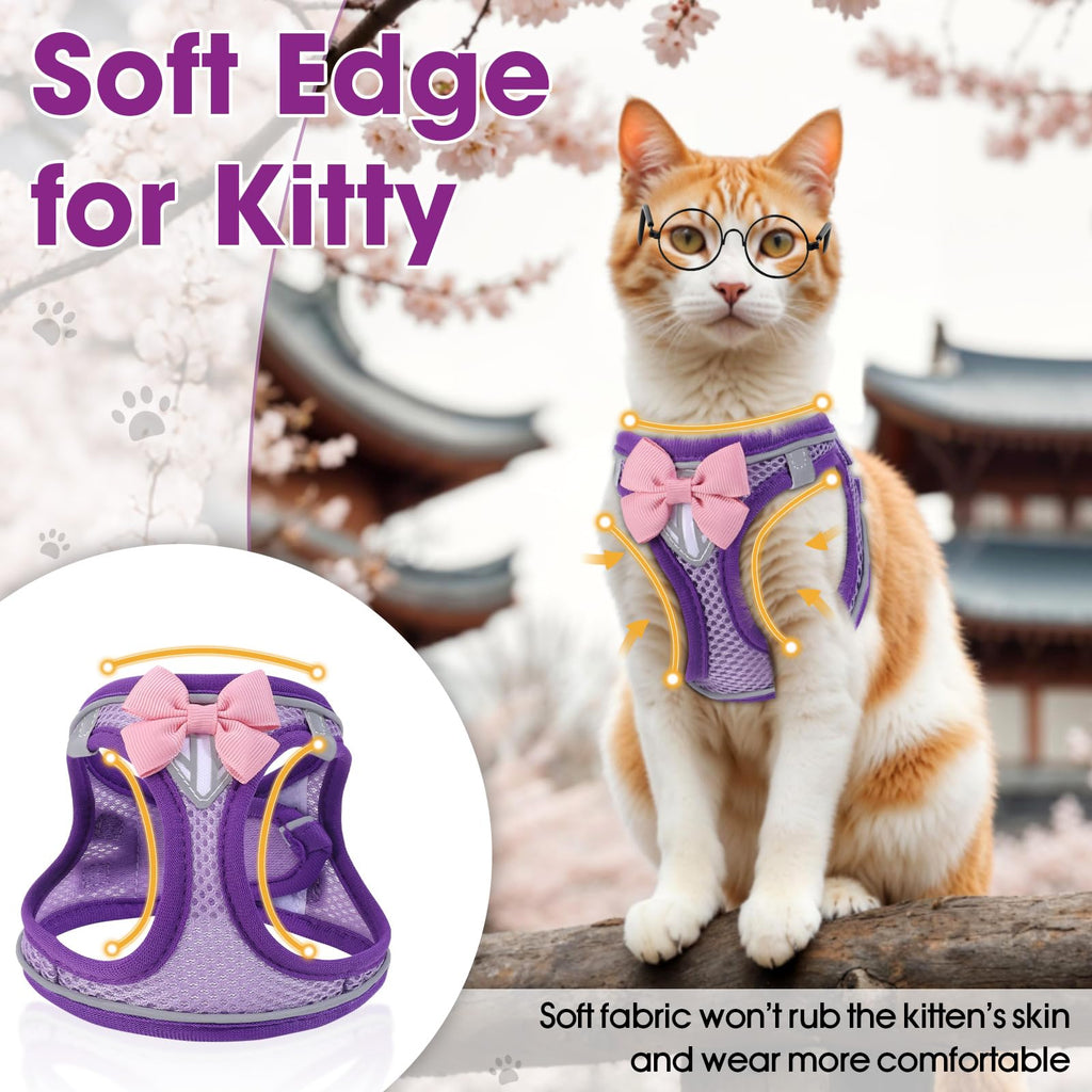 NCMAMA Cat Vest Harness and Leash Set, Escape Proof Kitten Harness Purple M