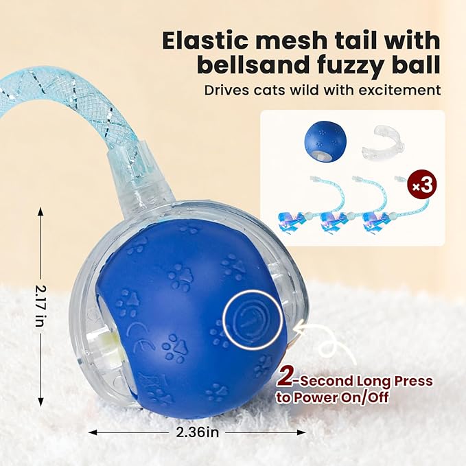 Rocfish Durable Interactive Cat Toys for Indoor Cats (Blue, 03)