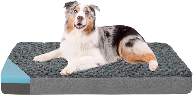 GOHOO PET Orthopedic Memory Foam Bed for Large Dogs, Waterproof Cooling Pet Mats for Crate with Removable Washable Cover,Ideal for Arthritic Dogs, L(35inch,65Lbs)