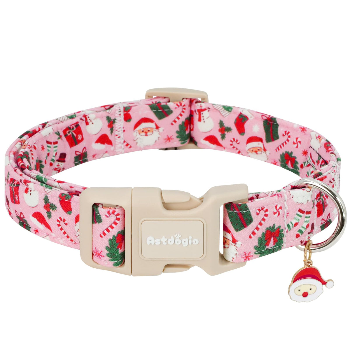 Astdogio Halloween Dog Collar, Fall Dog Collars for Small Dogs, Cute Pink Puppy Collar with Adorable Ghost & Pumpkin Design, Soft Cotton Small Dog Collars Girl Boy Dog Collar-S